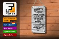 Blechschild Spruch 12x18cm rules of the bathroom wash hands