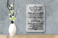 Blechschild Spruch 12x18cm rules of the bathroom wash hands