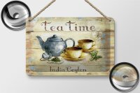 Blechschild Tee 18x12cm Tea Time India Ceylon Teekanne