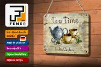 Blechschild Tee 18x12cm Tea Time India Ceylon Teekanne