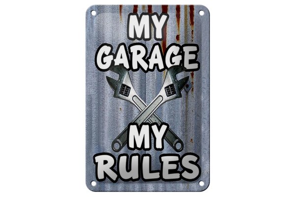 Blechschild Vintage 12x18cm my Garage my rules