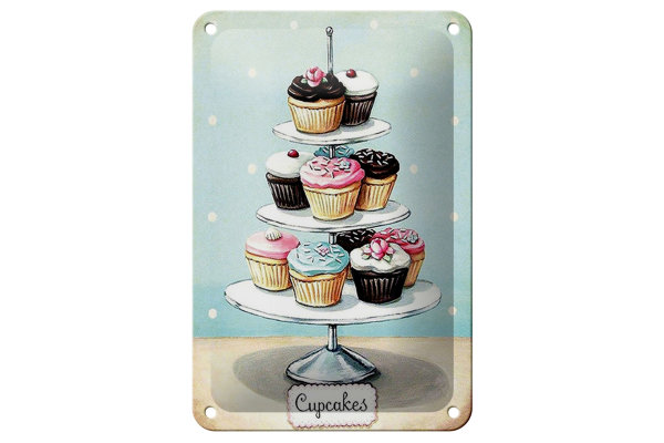 Blechschild Süßigkeiten 12x18cm Cupcakes kleine Kuchen