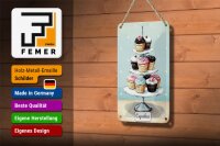 Blechschild Süßigkeiten 12x18cm Cupcakes kleine Kuchen