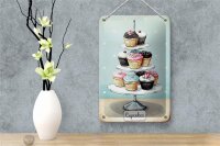 Blechschild Süßigkeiten 12x18cm Cupcakes kleine Kuchen