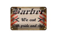 Blechschild Friseur 18x12cm Barber we cut with pride style