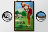 Blechschild Pinup 12x18cm Golf it´s not size of...