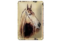 Blechschild Retro 12x18cm Portrait Pferd Kopf
