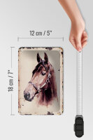 Blechschild Retro 12x18cm Portrait Pferd Kopf Schild