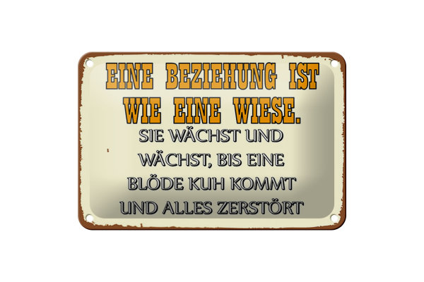 Blechschild Spruch 18x12cm Eine Beziehung wie eine Wiese