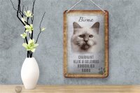 Blechschild Spruch 12x18cm Birma Katze klug Schild
