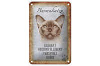 Blechschild Spruch 12x18cm Burmakatze Katze Schild