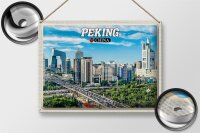 Blechschild Reise 40x30cm Peking China Stadt Hochhäuser Skyline
