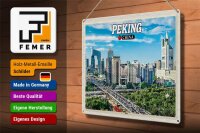 Blechschild Reise 40x30cm Peking China Stadt Hochhäuser Skyline