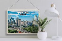 Blechschild Reise 40x30cm Peking China Stadt Hochhäuser Skyline