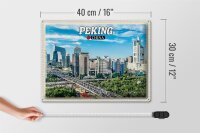 Blechschild Reise 40x30cm Peking China Stadt Hochhäuser Skyline