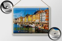 Blechschild Reise 40x30cm Kopenhagen Dänemark Altstadt Boote
