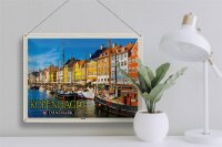 Blechschild Reise 40x30cm Kopenhagen Dänemark Altstadt Boote