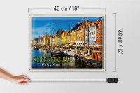 Blechschild Reise 40x30cm Kopenhagen Dänemark Altstadt Boote