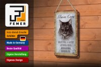 Blechschild Spruch 12x18cm Maine Coon Katze aktiv Schild