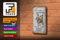 Blechschild Spruch 12x18cm sibierische Waldkatze Katze Wandschild