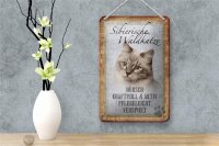 Blechschild Spruch 12x18cm sibierische Waldkatze Katze Wandschild