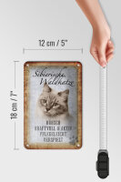 Blechschild Spruch 12x18cm sibierische Waldkatze Katze Wandschild