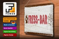 Blechschild Hinweis 40x30cm Fress-Bar Hund
