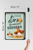 Blechschild Hinweis 30x40cm Frische Eier von glücklichen Hühnern