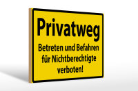 Holzschild Warnschild 30x20cm Privatweg gelbes