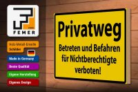 Holzschild Warnschild 30x20cm Privatweg gelbes