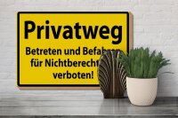 Holzschild Warnschild 30x20cm Privatweg gelbes