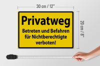 Holzschild Warnschild 30x20cm Privatweg gelbes