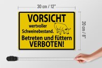Holzschild Warnschild 30x20cm Wertvoller Schweinebestand
