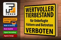 Holzschild Warnschild 30x20cm Wertvoller Tierbestand