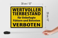 Holzschild Warnschild 30x20cm Wertvoller Tierbestand
