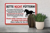 Holzschild Warnschild 30x20cm (Pferd) Bitte nicht füttern