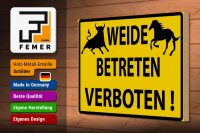 Holzschild Warnschild 30x20cm Weide Betreten verboten
