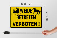 Holzschild Warnschild 30x20cm Weide Betreten verboten