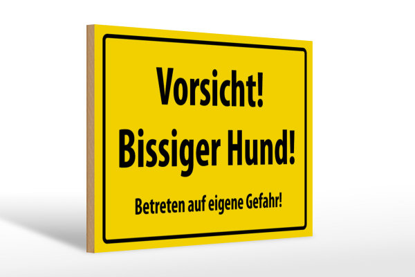 Holzschild Warnschild  30x20cm Vorsicht bissiger Hund