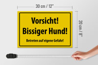 Holzschild Warnschild  30x20cm Vorsicht bissiger Hund