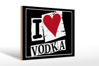 Holzschild Alkohol 30x20cm I love Vodka (Herz)