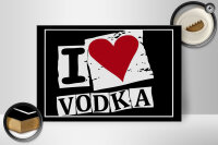Holzschild Alkohol 30x20cm I love Vodka (Herz)