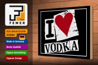 Holzschild Alkohol 30x20cm I love Vodka (Herz)