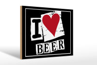 Holzschild Alkohol 30x20cm I Love Beer (Herz)