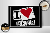 Holzschild Alkohol 30x20cm I Love Beer (Herz)