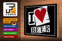 Holzschild Alkohol 30x20cm I Love Beer (Herz)