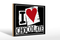 Holzschild Spruch 30x20cm I Love Chocolate (Herz)