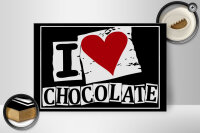 Holzschild Spruch 30x20cm I Love Chocolate (Herz)