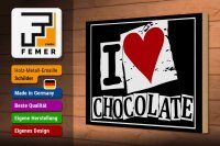 Holzschild Spruch 30x20cm I Love Chocolate (Herz)