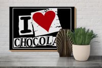 Holzschild Spruch 30x20cm I Love Chocolate (Herz)